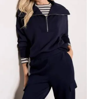 Catherine Half Zip Sweat In Navy