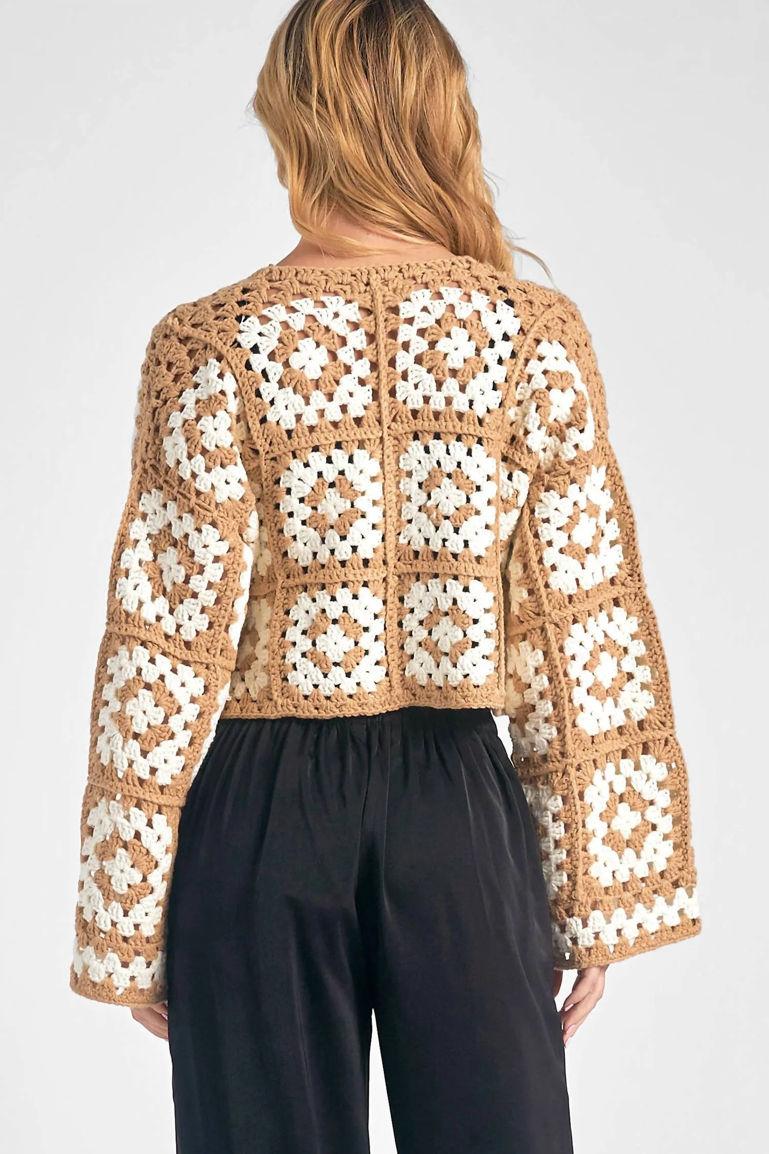 Crochet Cardigan In Beige White