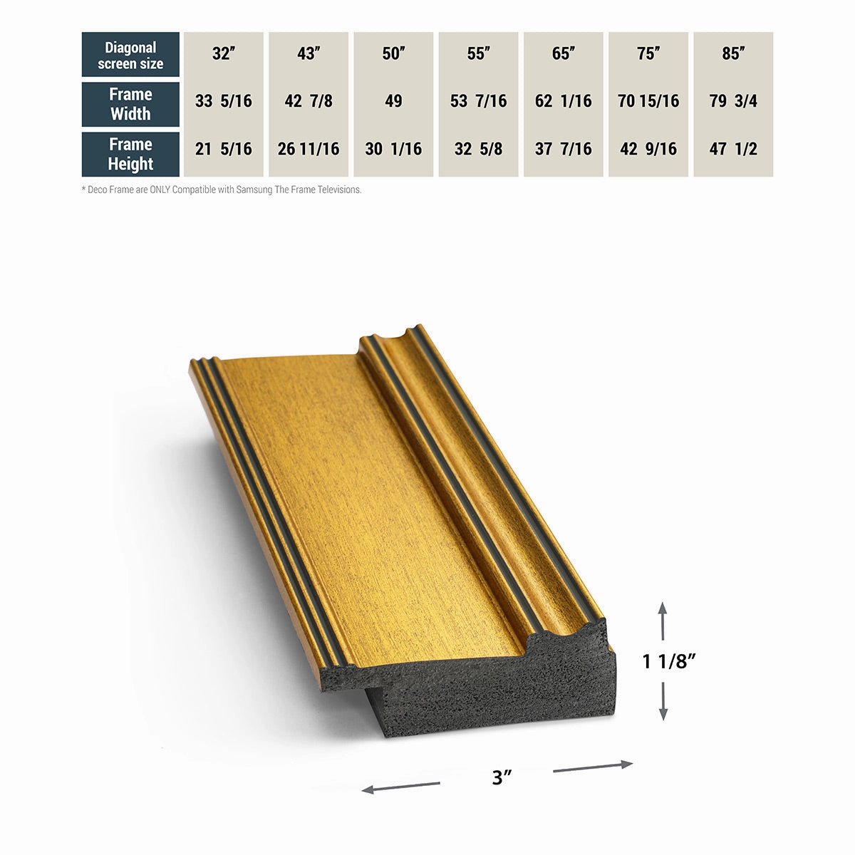 Deco TV Frames 32" Frame for Samsung The Frame TV 2021-2025 (Antique Gold)
