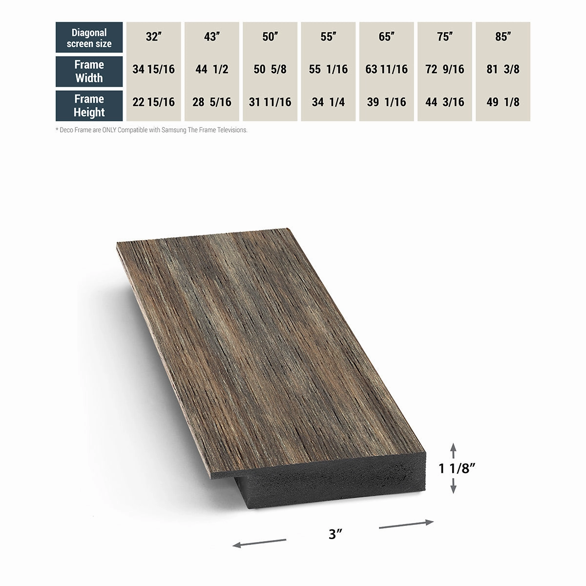 Deco TV Frames 32" Frame for Samsung The Frame TV 2021-2025 (Distressed Barnwood)