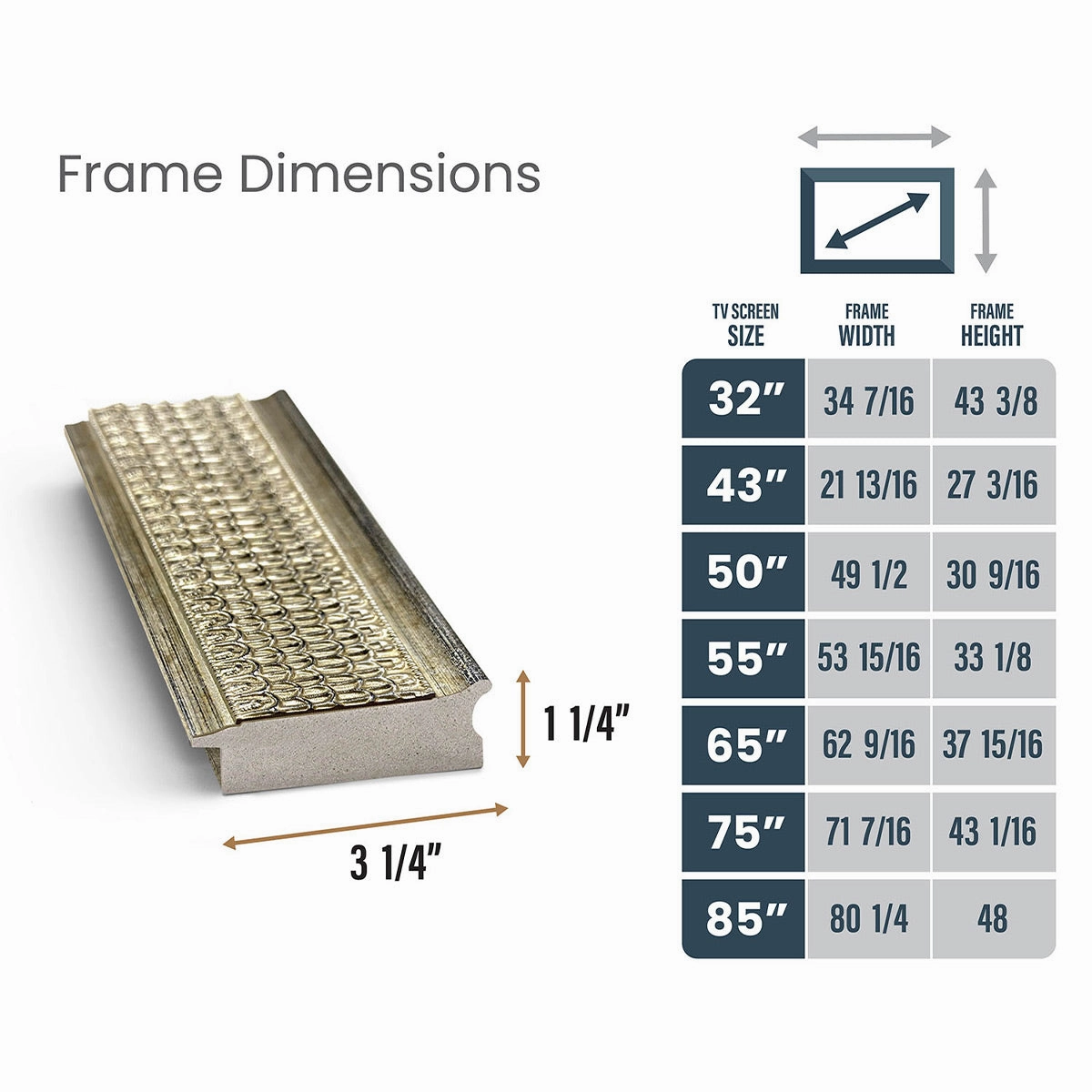 Deco TV Frames 32" Frame for Samsung The Frame TV 2021-2025 (Gatsby Silver)