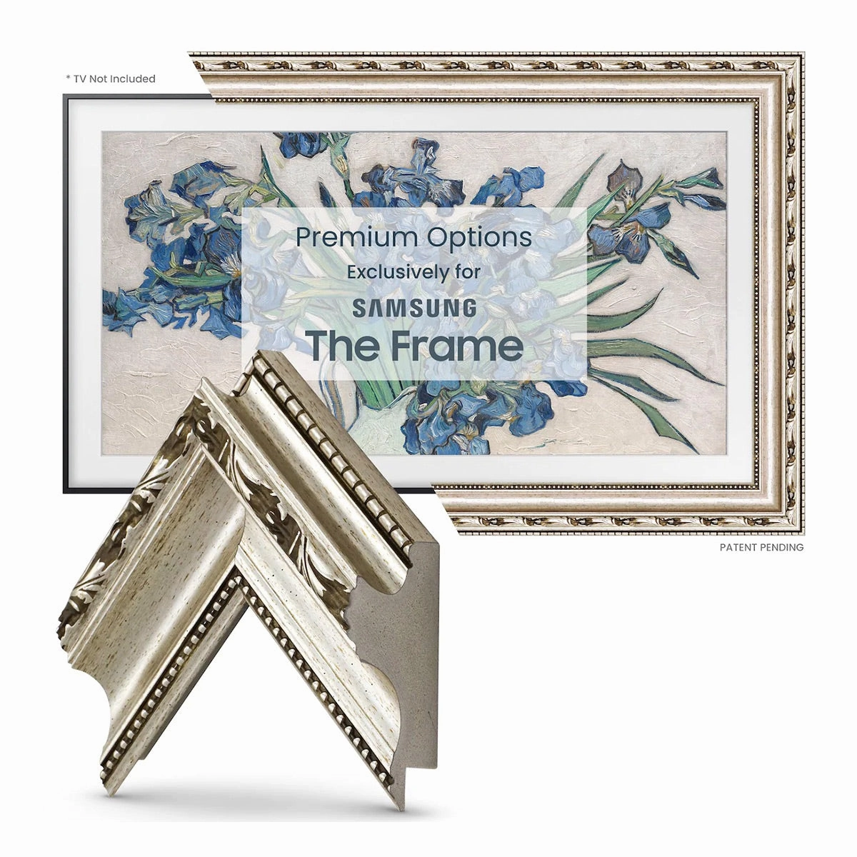 Deco TV Frames 32" Frame For Samsung The Frame TV 2021-2025 (Ornate Silver)