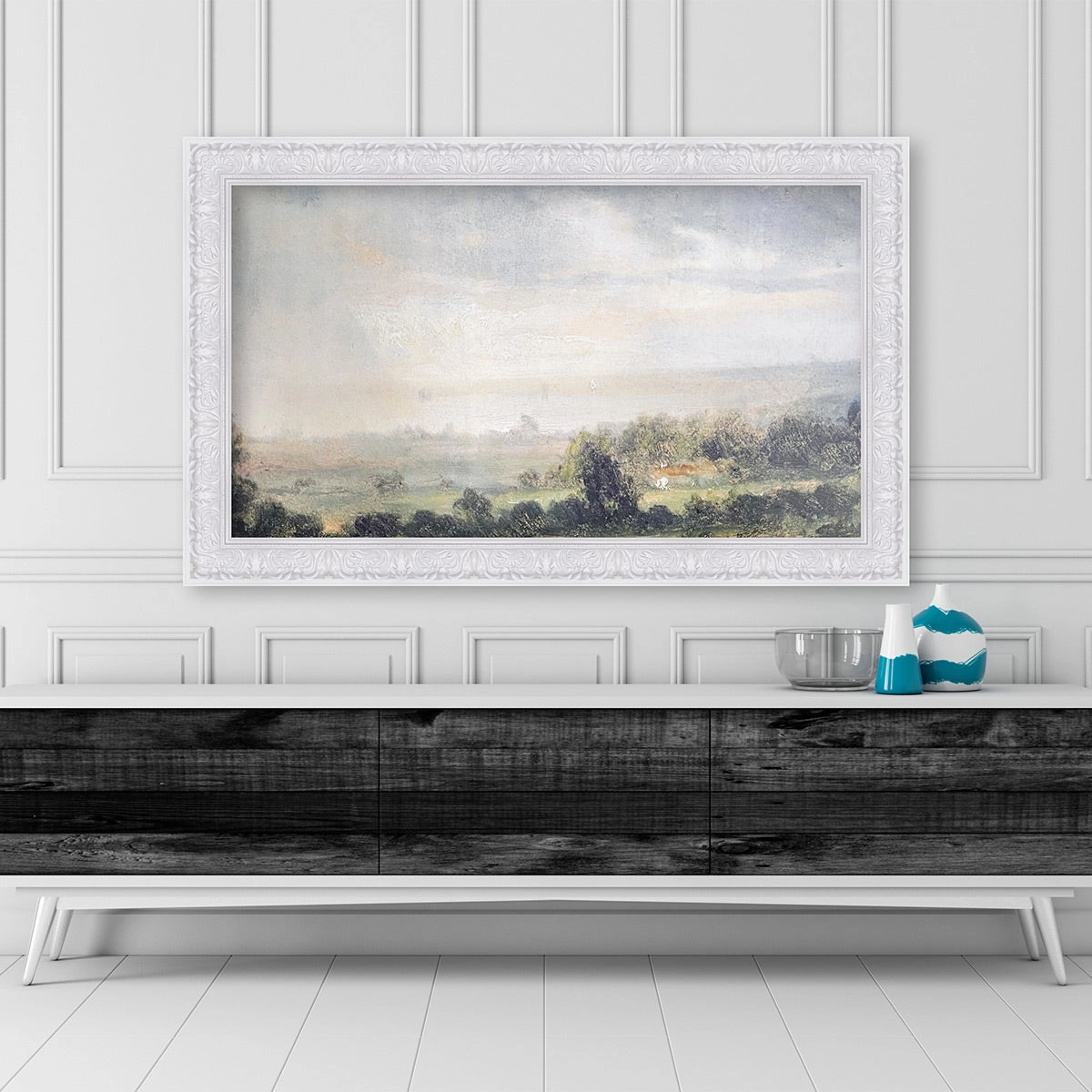 Deco TV Frames 32" Frame For Samsung The Frame TV 2021-2025 (Tuscan Gloss White)