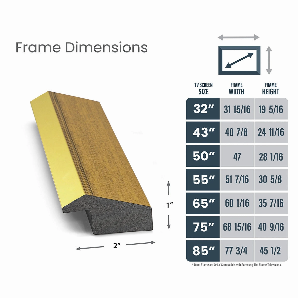Deco TV Frames 32" Slim Frame for Samsung The Frame TV 2021-2025 (Modern Gold Leaf)