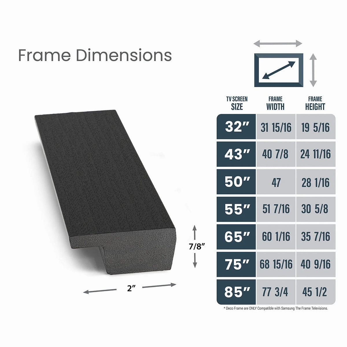 Deco TV Frames 32" Slim Frame for Samsung The Frame TV 2021-2025 (Museum Espresso)