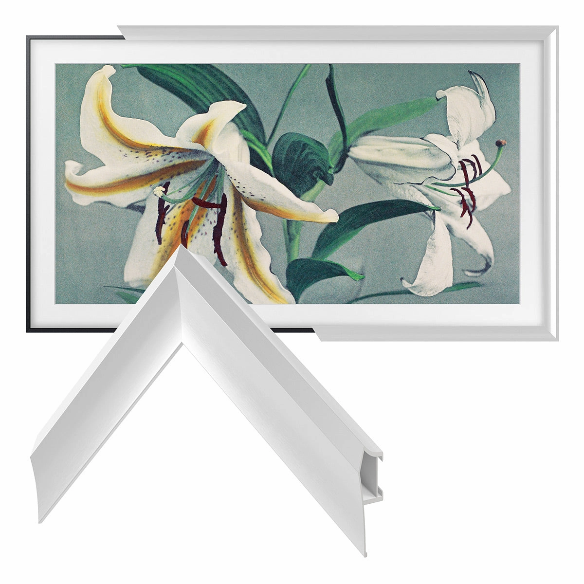 Deco TV Frames 43" Alloy Prismatic Frame for Samsung The Frame TV 2021-2025 (Pure White) hi-fi power strip,hi-fi surge protector,hi-fi coaxial input