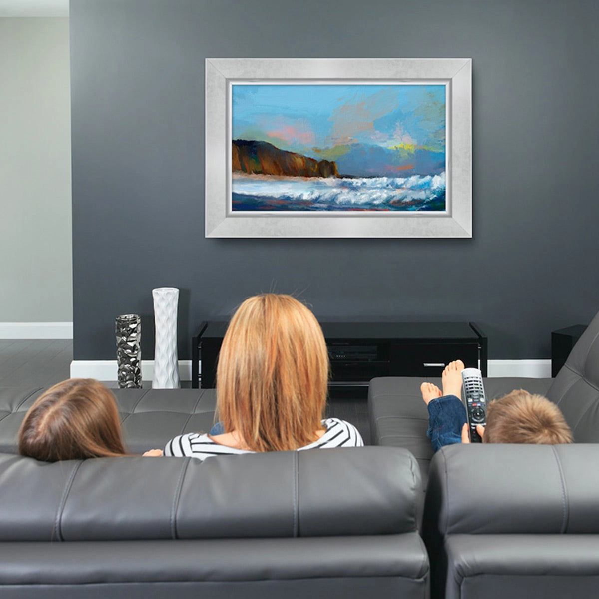 Deco TV Frames 43" Frame for Samsung The Frame TV 2021-2024 (Contemporary Silver)