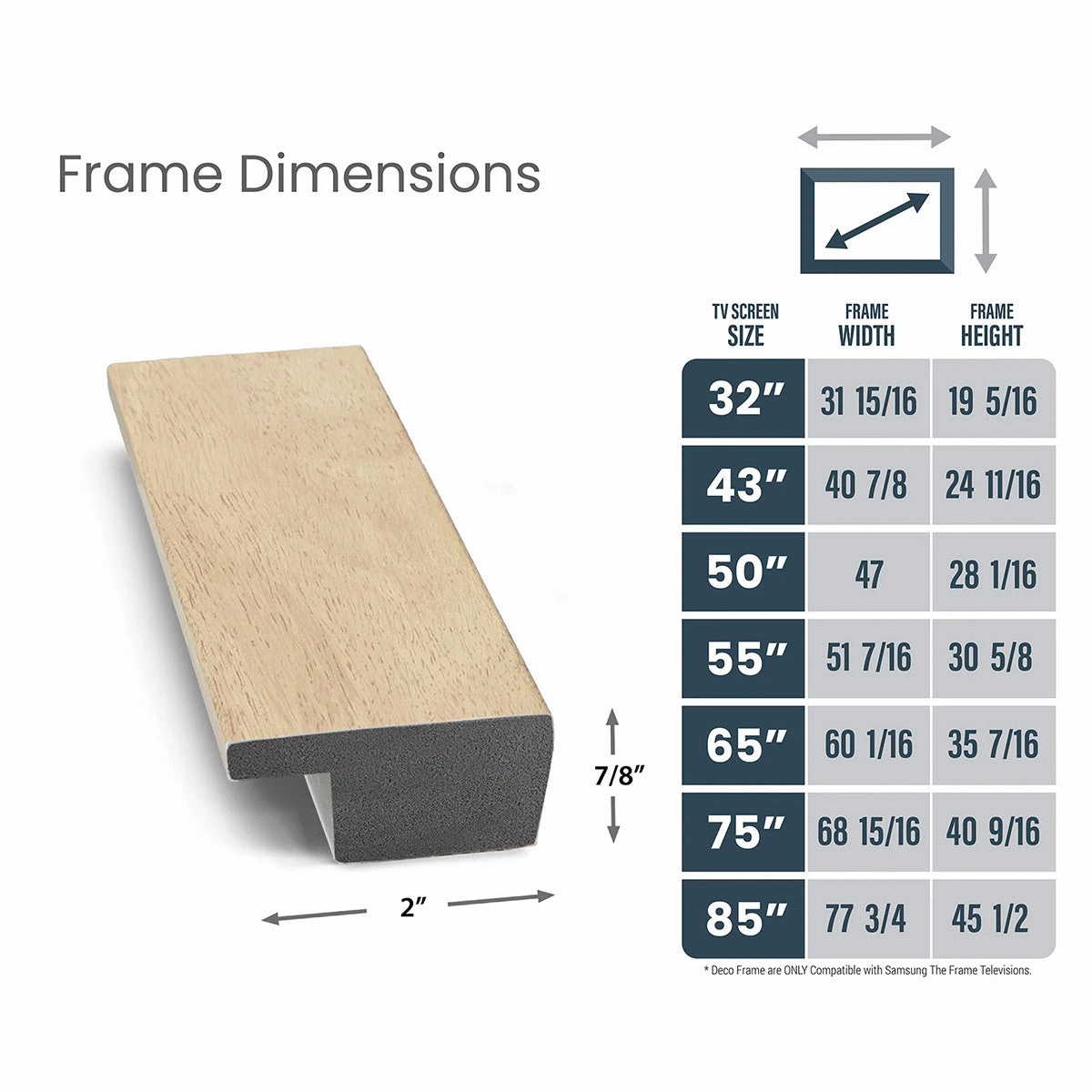 Deco TV Frames 43" Slim Frame for Samsung The Frame TV 2021-2025 (Museum Maple)