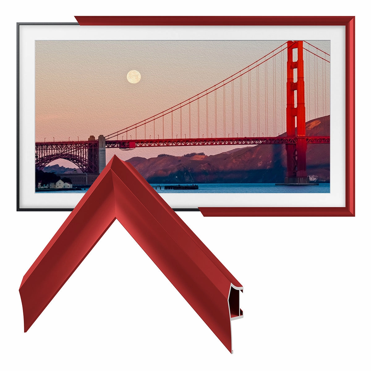 Deco TV Frames 50" Alloy Prismatic Frame for Samsung The Frame TV 2021-2025 (Candy Red) hi-fi power strip,hi-fi surge protector,hi-fi coaxial input