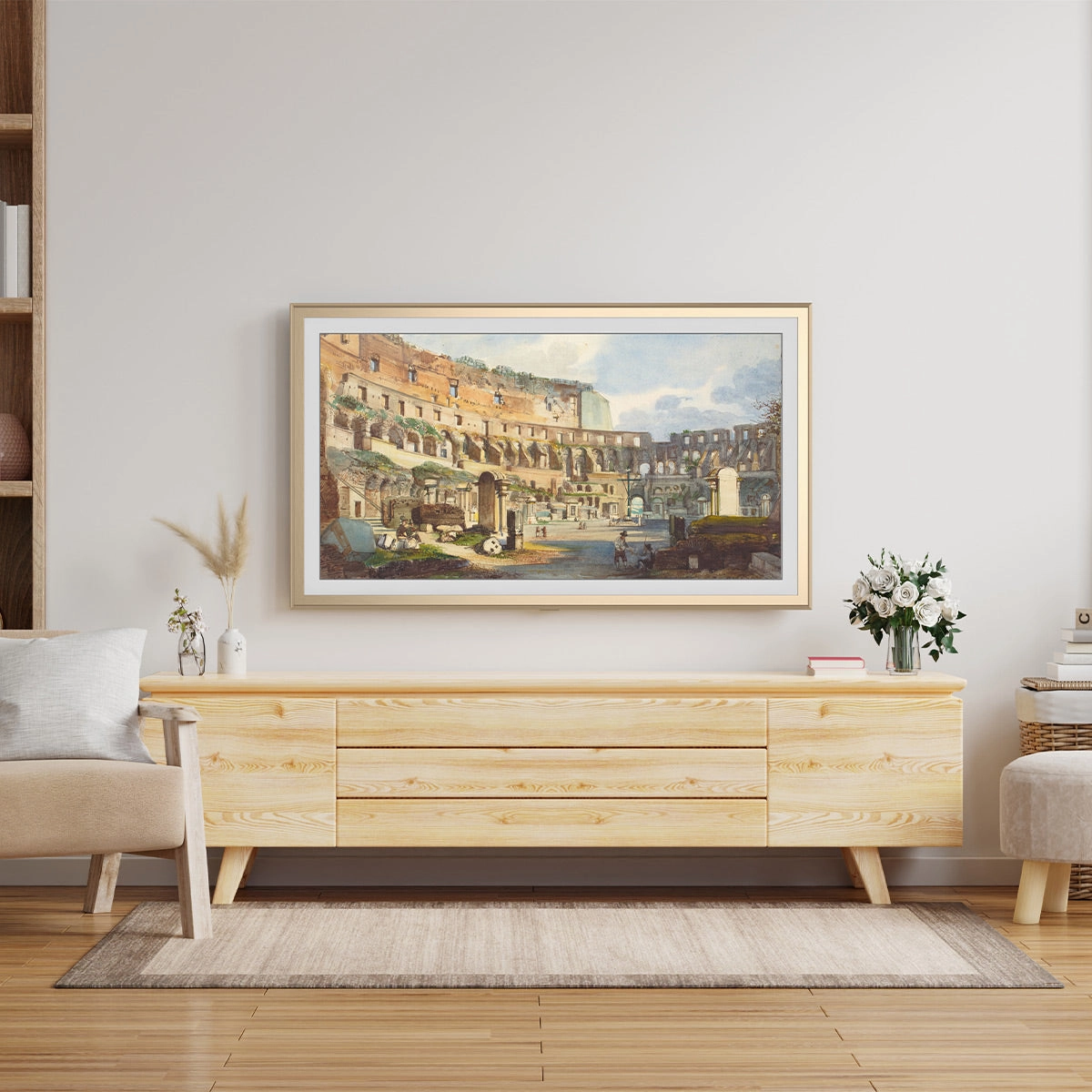 Deco TV Frames 50" Alloy Scoop Frame for Samsung The Frame TV 2021-2025 (Pale Gold)