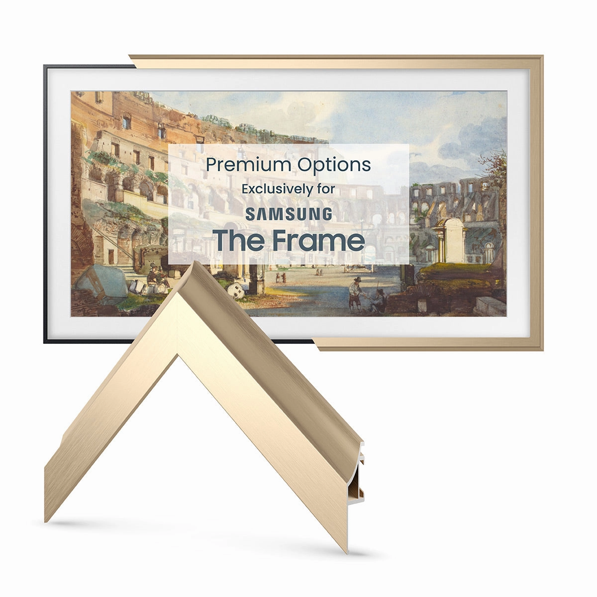 Deco TV Frames 50" Alloy Scoop Frame for Samsung The Frame TV 2021-2025 (Pale Gold)