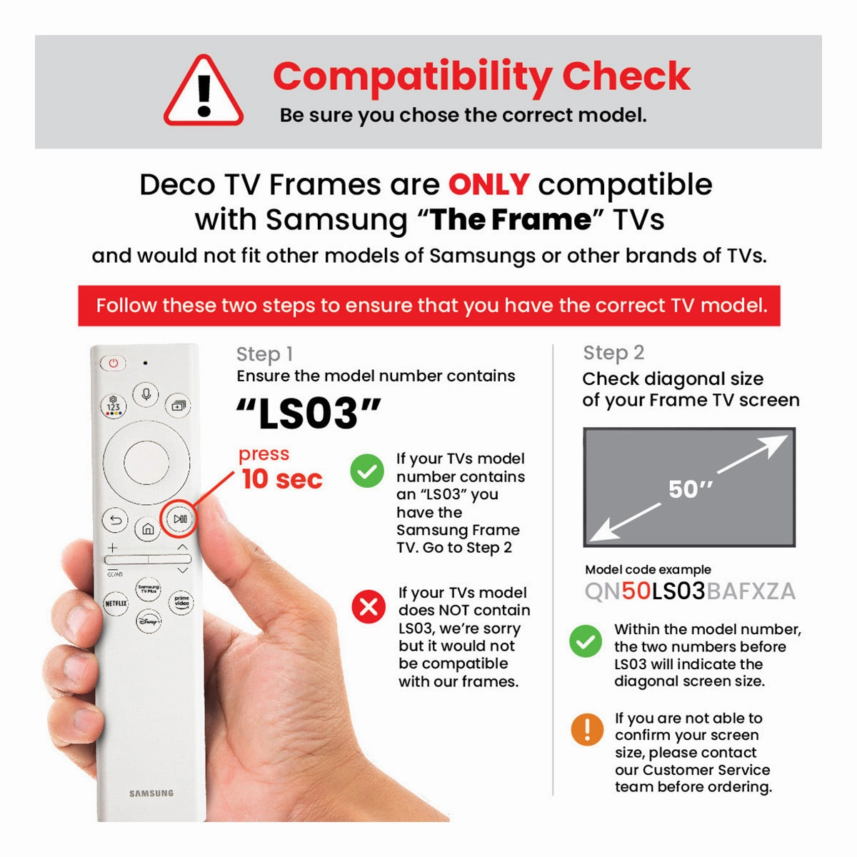 Deco TV Frames 50" Frame for Samsung The Frame TV 2021-2024 (Gloss White)