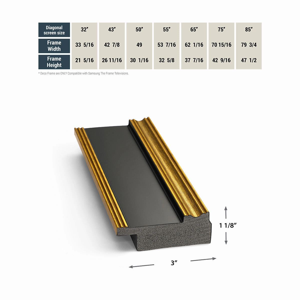 Deco TV Frames 50" Frame for Samsung The Frame TV 2021-2025 (Antique Gold & Black)