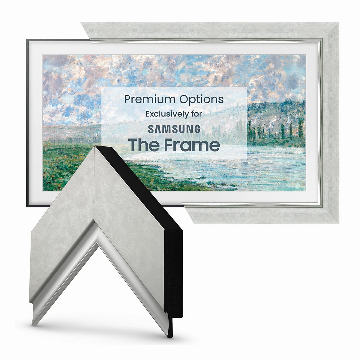 Deco TV Frames 50" Frame for Samsung The Frame TV 2021-2025 (Contemporary Silver)