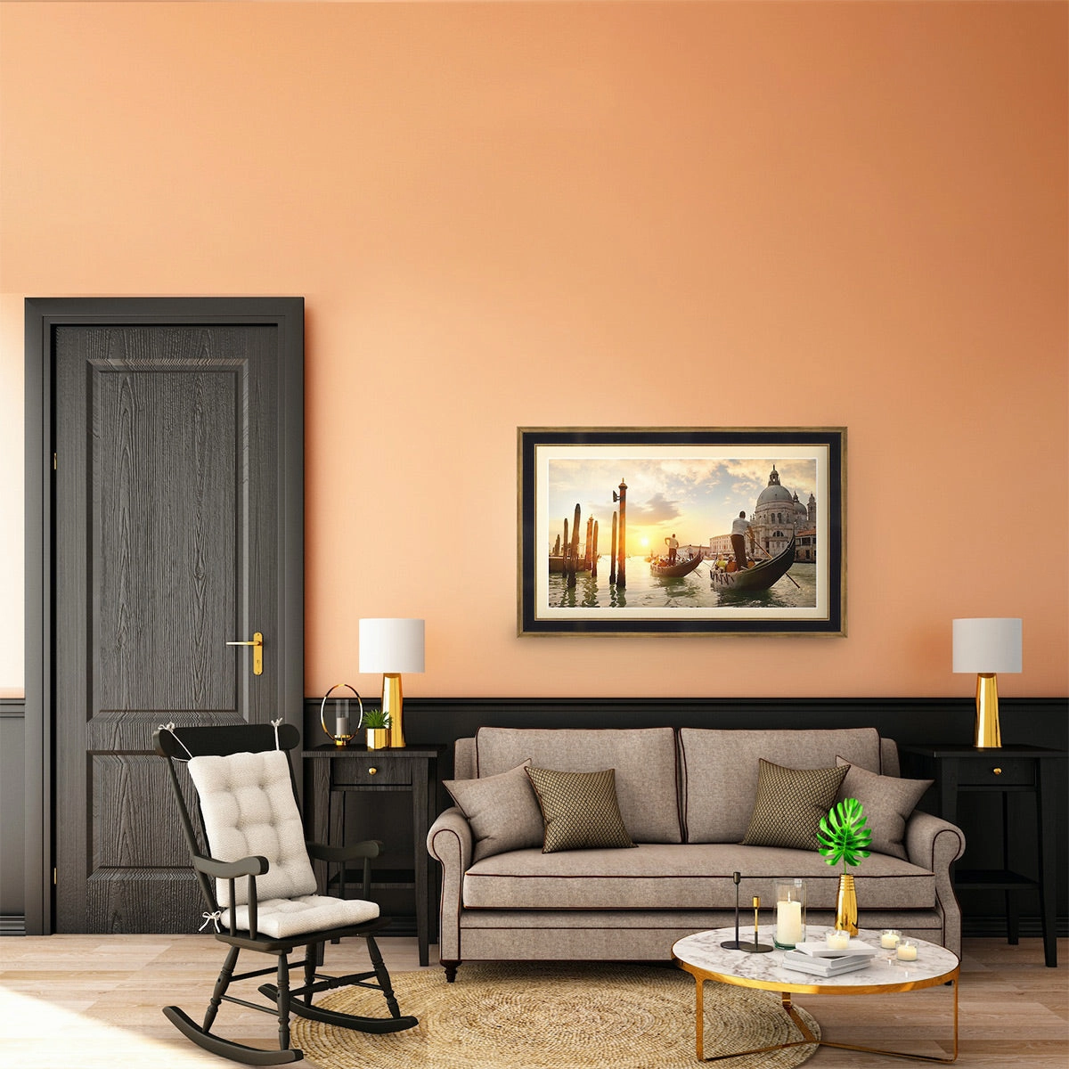 Deco TV Frames 55" Frame for Samsung The Frame TV 2021-2025 (Antique Gold & Black)