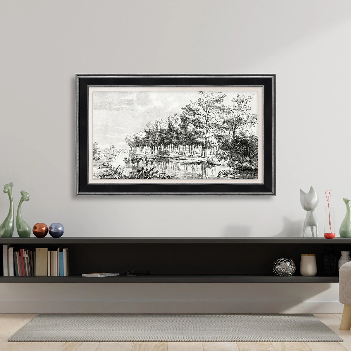 Deco TV Frames 55" Frame for Samsung The Frame TV 2021-2025 (Antique Silver & Black)