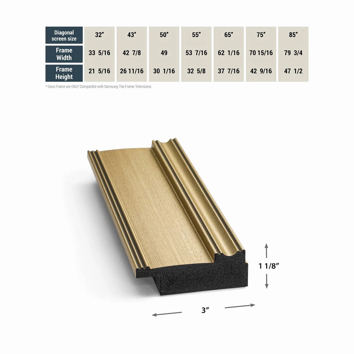 Deco TV Frames 55" Frame for Samsung The Frame TV 2021-2025 (Champagne)