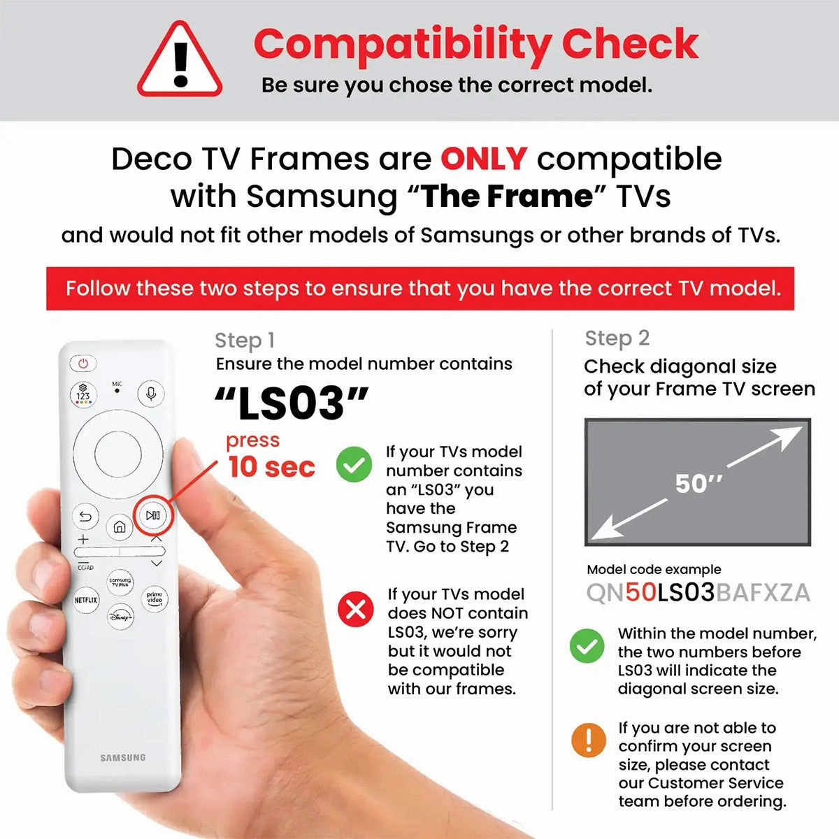 Deco TV Frames 55" Slim Frame for Samsung The Frame TV 2021-2025 (Modern Tuxedo Black)