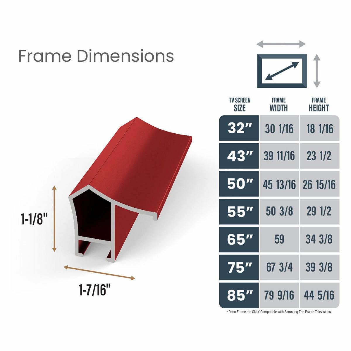 Deco TV Frames 75" Alloy Prismatic Frame for Samsung The Frame TV 2021-2025 (Candy Red)