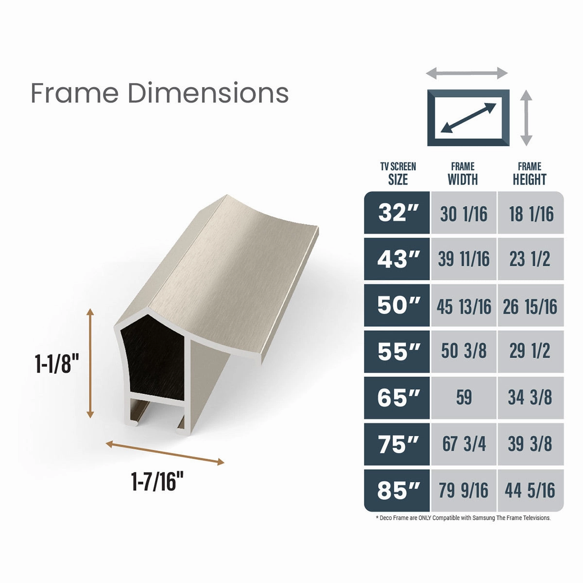 Deco TV Frames 75" Alloy Prismatic Frame for Samsung The Frame TV 2021-2025 (German Silver)