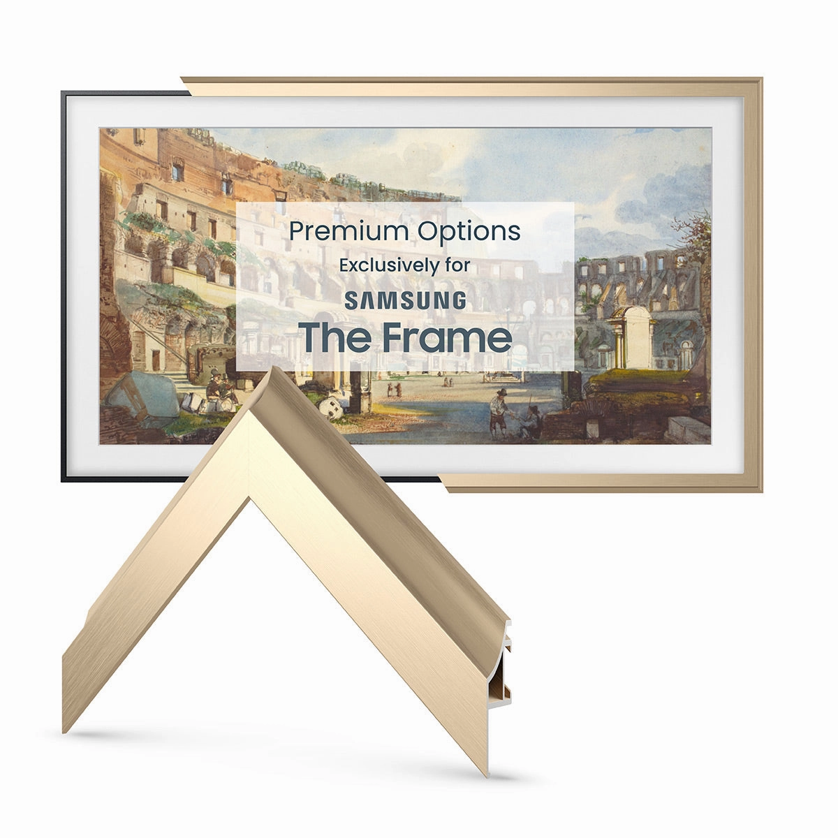 Deco TV Frames 75" Alloy Scoop Frame for Samsung The Frame TV 2021-2025 (Pale Gold)