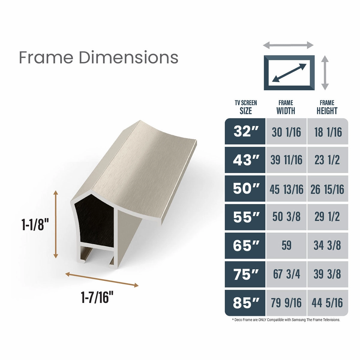 Deco TV Frames 85" Alloy Prismatic Frame for Samsung The Frame TV 2021-2025 (German Silver)
