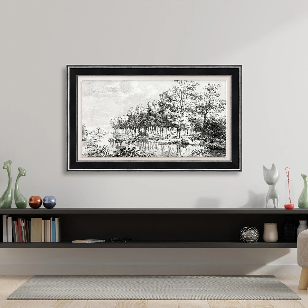 Deco TV Frames 85" Frame for Samsung The Frame TV 2021-2025 (Antique Silver & Black)