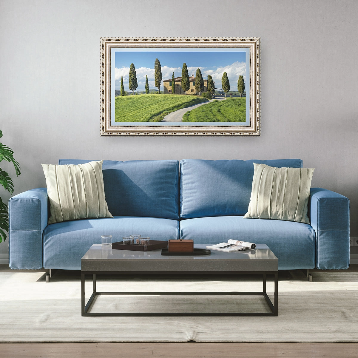 Deco TV Frames 85" Frame For Samsung The Frame TV 2021-2025 (Ornate Silver)