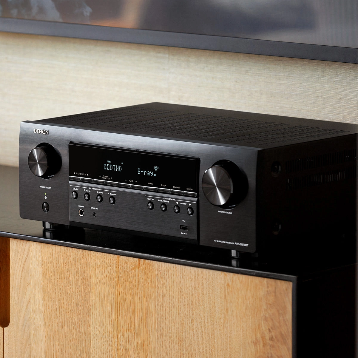 Denon AVR-S570BT 5.2 Channel 8K Home Theater Receiver with Bluetooth and Dolby Audio/DTS