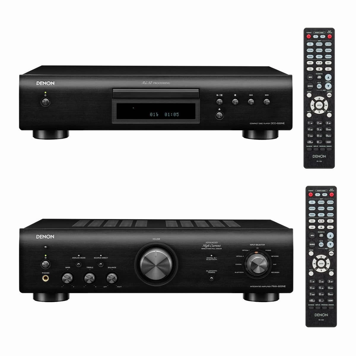 Denon DCD-600NE CD Player with PMA-600NE 2 Channel 70W Integrated Amplifier with Bluetooth