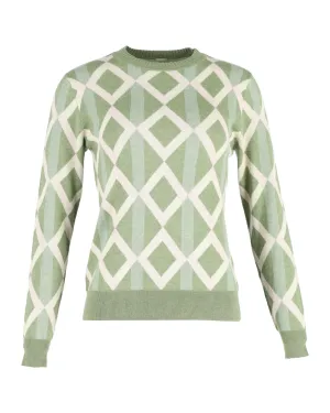 Dodo Bar Or Printed Crewneck Sweater in Green Cotton
