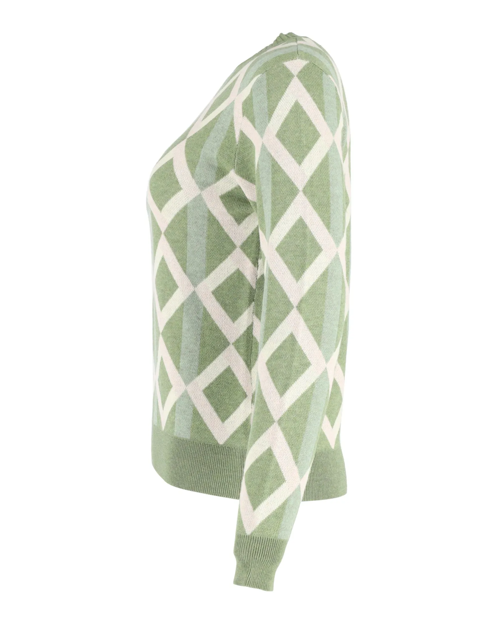 Dodo Bar Or Printed Crewneck Sweater in Green Cotton