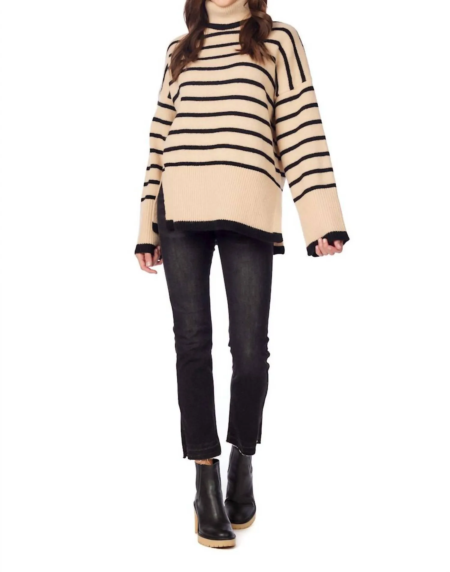 Dunn Striped Sweater In Tan