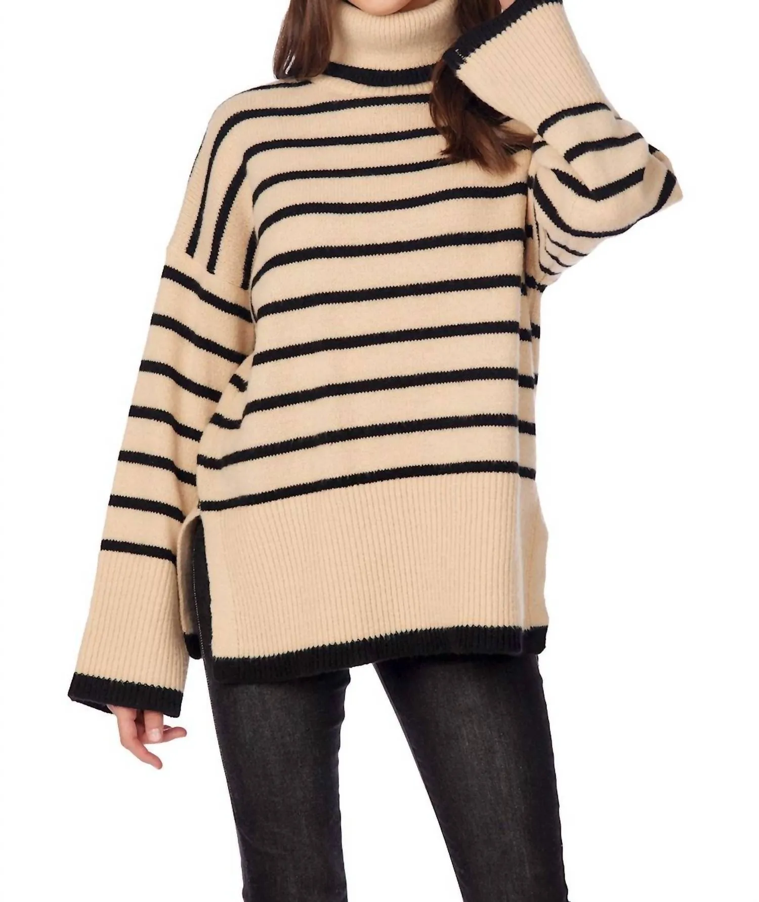 Dunn Striped Sweater In Tan