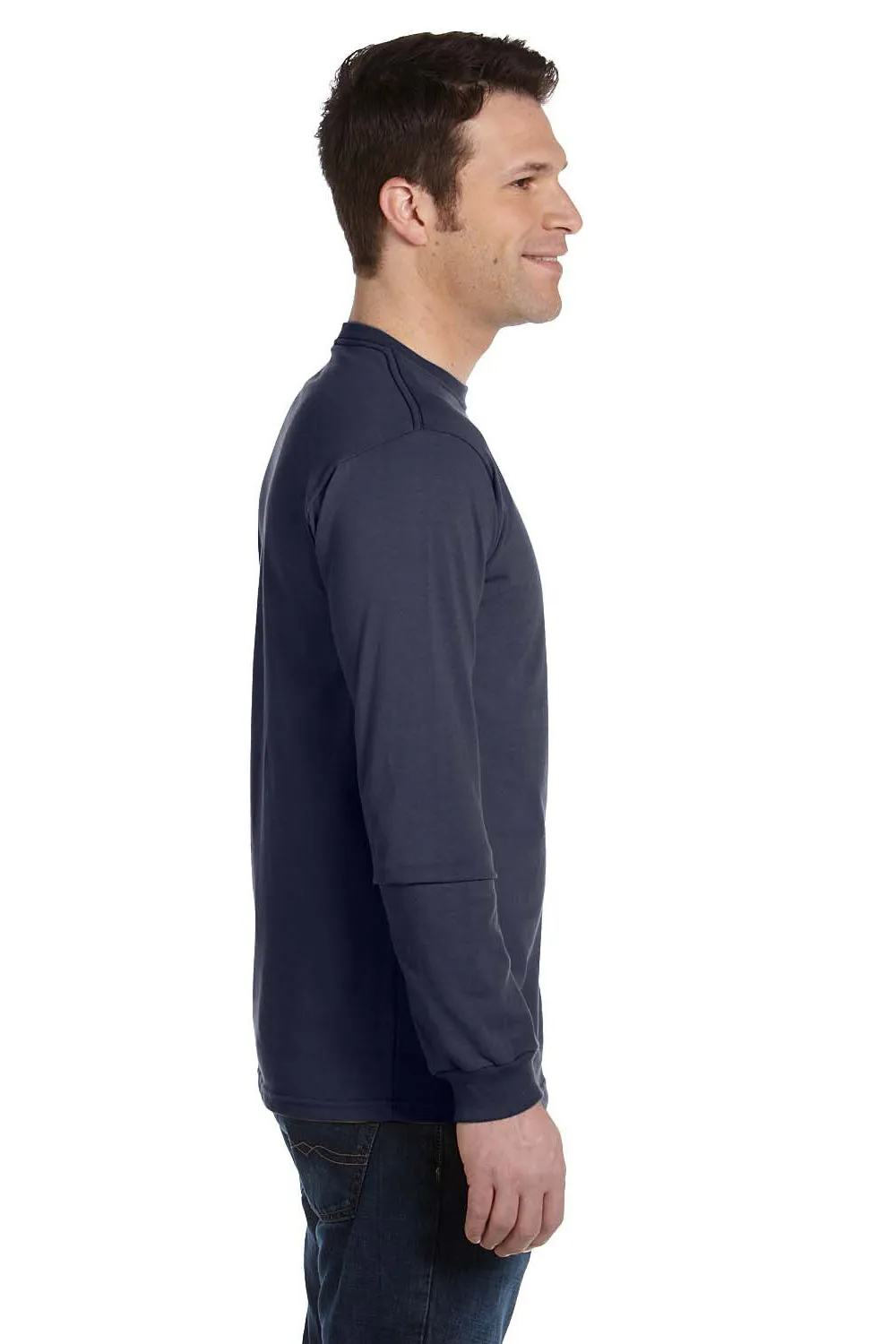 Econscious Mens Long Sleeve Crewneck T-Shirt - Pacific Blue  The best Clothing Econscious