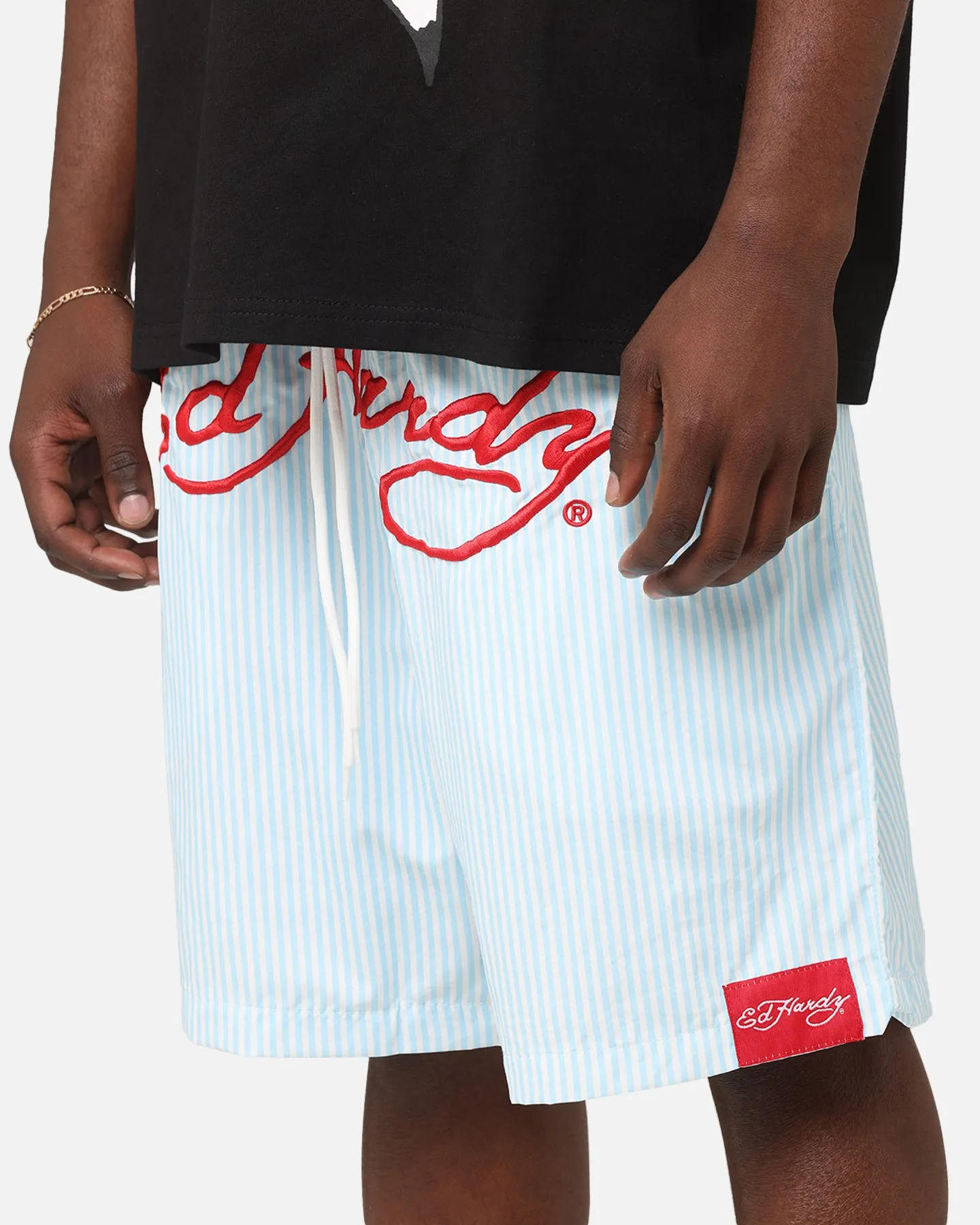 Ed Hardy Beach Shorts Blue Stripe