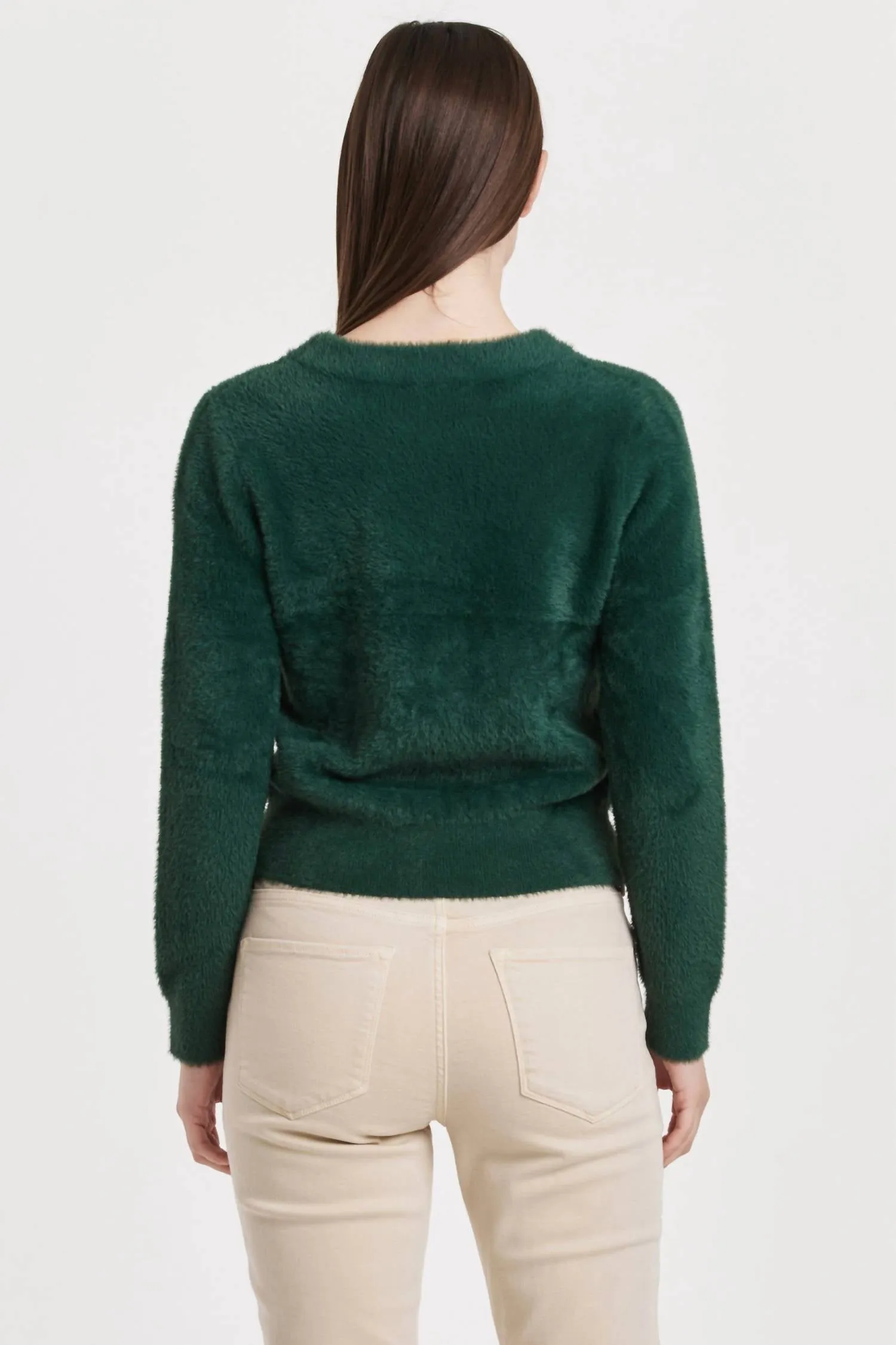 Effy Fuzzy Long Sleeve Crew Neck Sweater Clover In Green