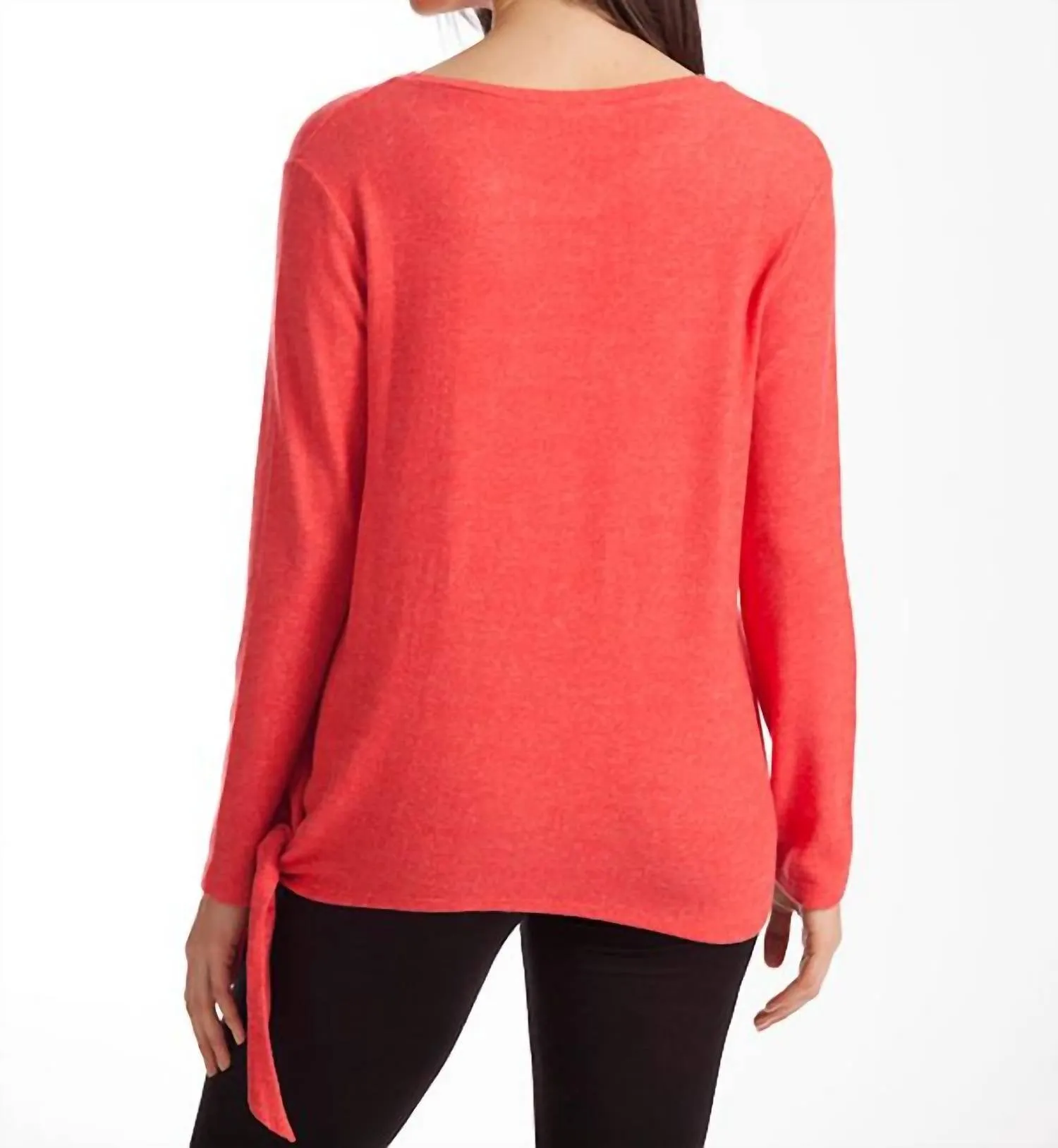 Ellie Side Tie Kashmira Sweater In Coral
