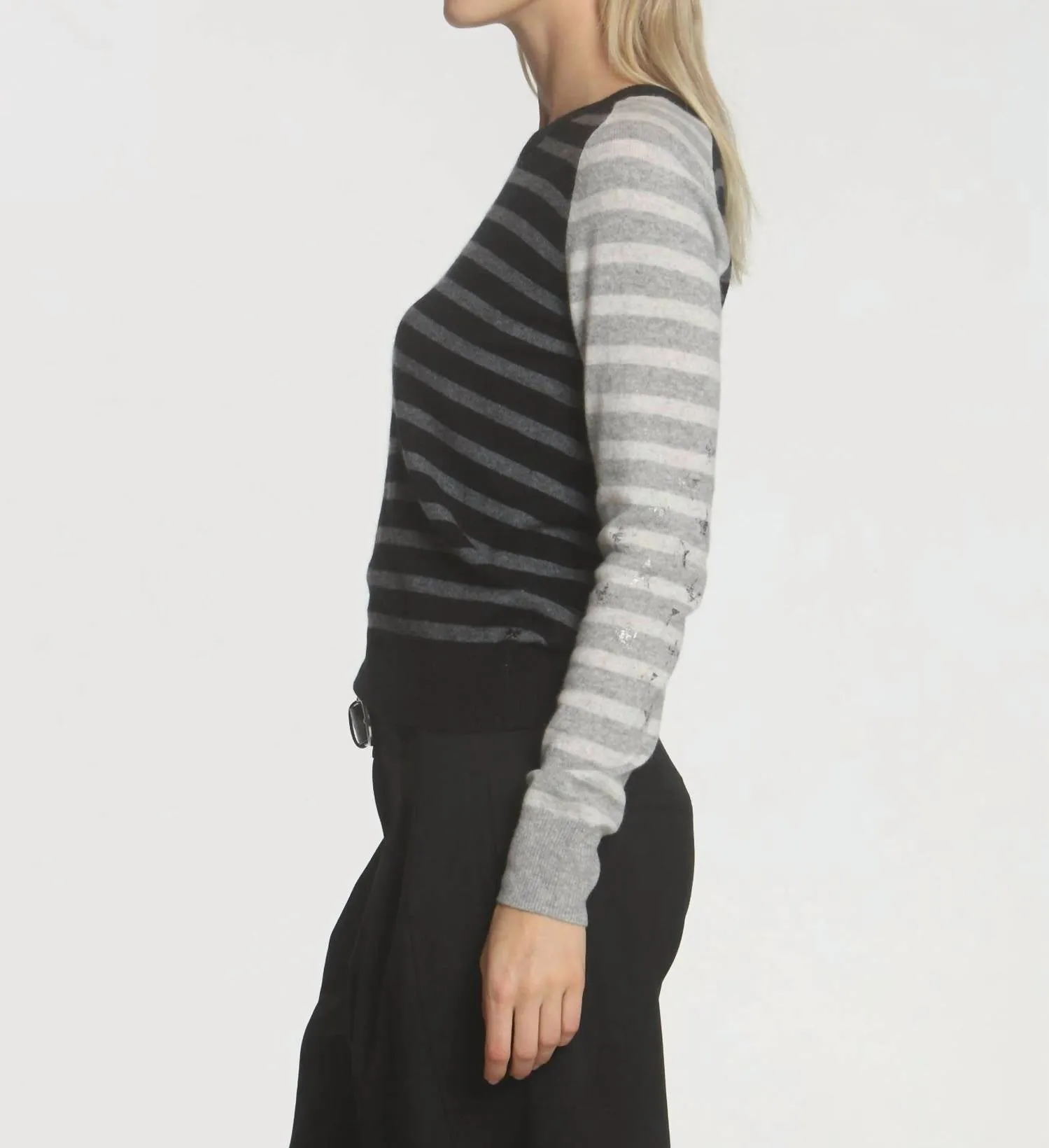 Emma Glory Stripe Top In Black
