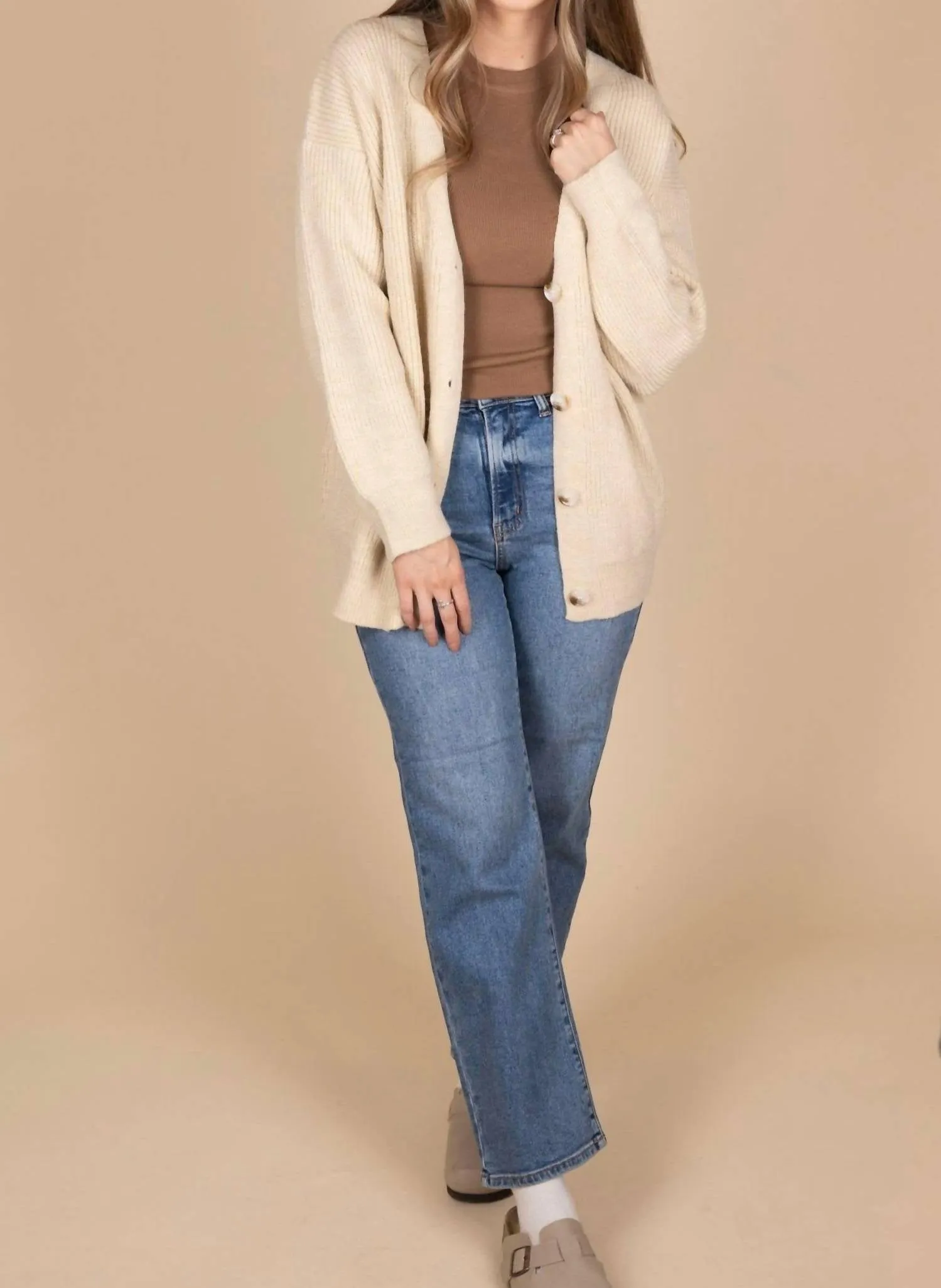 Everyday Oversized Cardigan In Tan