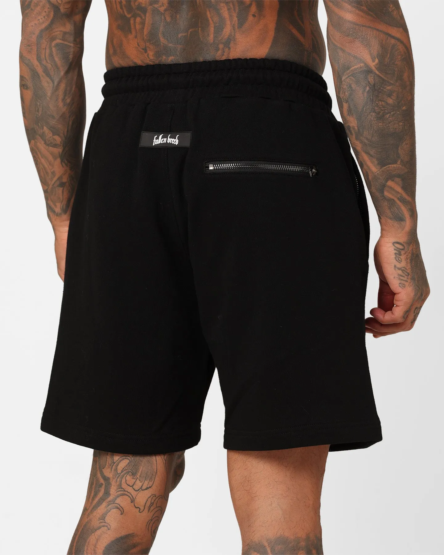 Fallen Breed Puff Logo Zip Sweat Shorts Black/Red