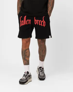 Fallen Breed Puff Logo Zip Sweat Shorts Black/Red