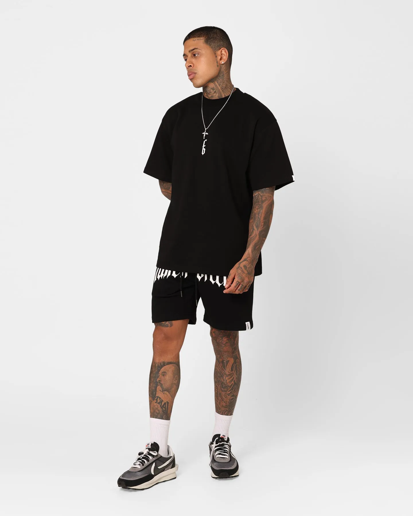 Fallen Breed Puff Logo Zip Sweat Shorts Black/White