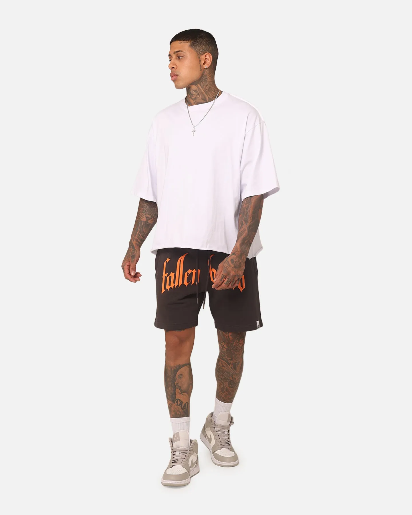 Fallen Breed Puff Logo Zip Sweat Shorts Charcoal/Orange