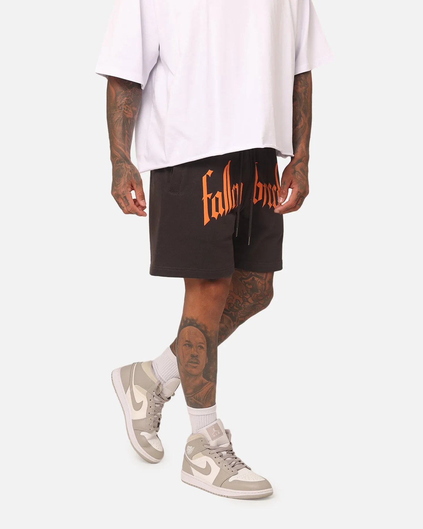 Fallen Breed Puff Logo Zip Sweat Shorts Charcoal/Orange
