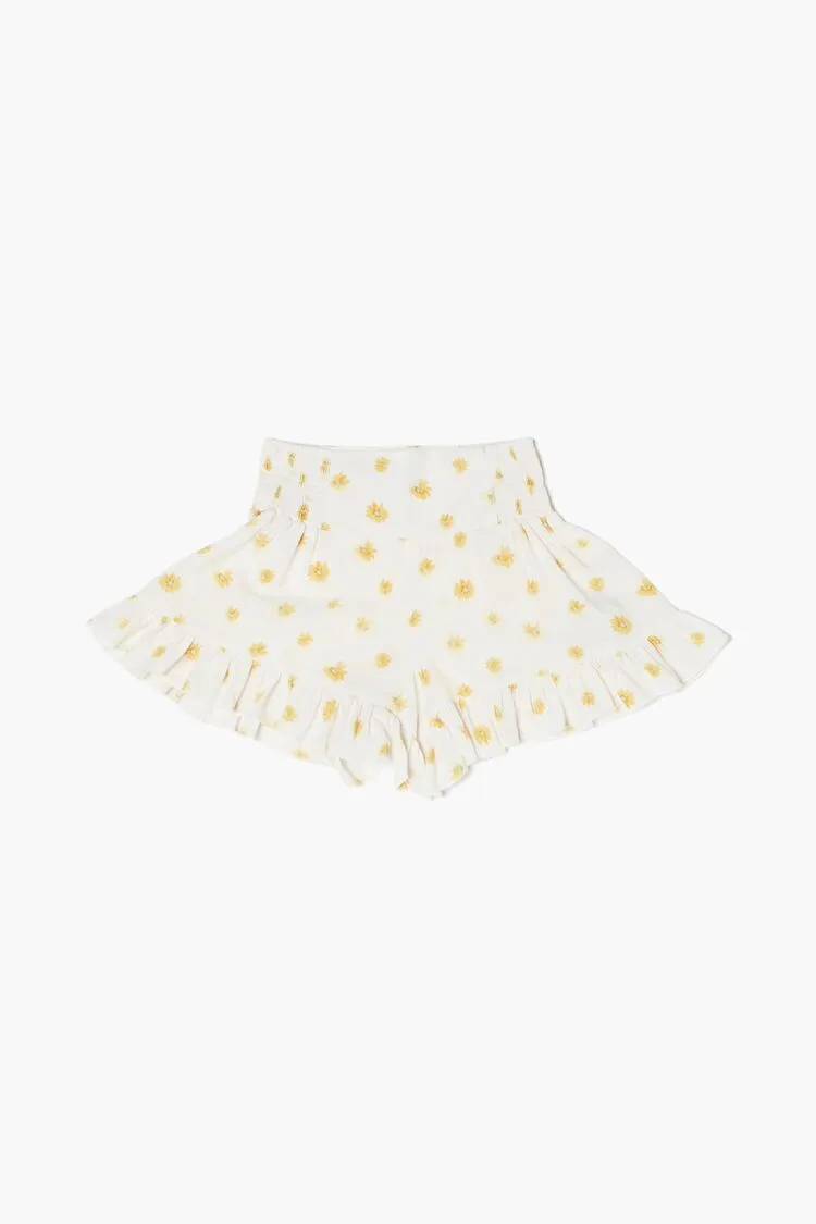 Forever 21 Girls Floral Print Shorts (Kids) Cream/Multi Forever 21