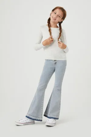 Forever 21 Girls Release-Hem Flare Jeans (Kids) Light Denim Forever 21