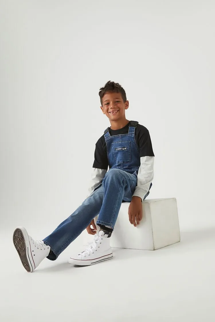Forever 21 Kids Release Buckle Overalls (Girls   Boys) Light Denim Forever 21
