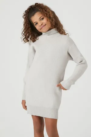 Forever 21 Knit Girls Turtleneck Sweater Winter Dress (Kids) Heather Grey Forever 21