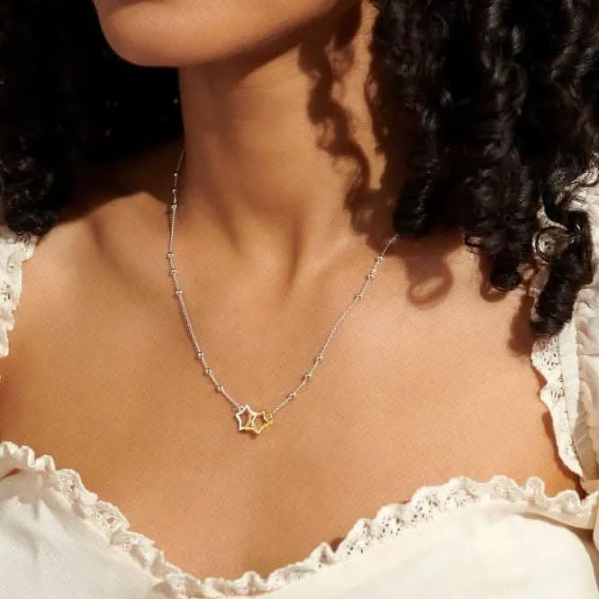 Forever Yours Hip Hip Hooray Silver Gold Plated 46cm   5cm Necklace 6714 Joma Jewellery